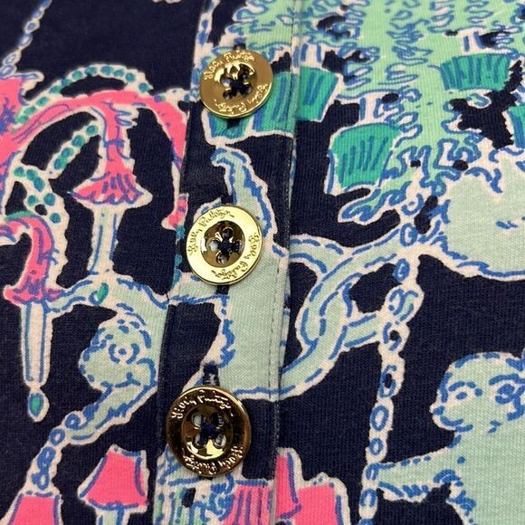 Lilly Pulitzer Long sleeve Navy Button up top xxs EUC - Picture 5 of 10